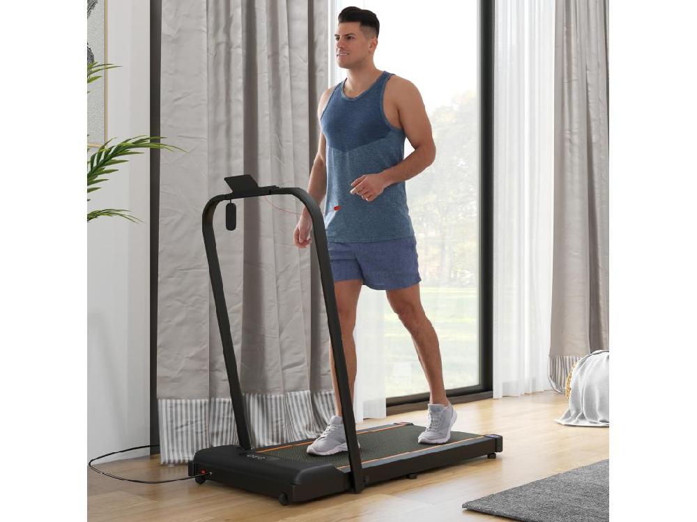 Vente Unique Tapis De Marche électrique Pliable 1800W - V. Max. 6Km/h - écran LED Multifonction Télécommande Support IPad - Orange Noir