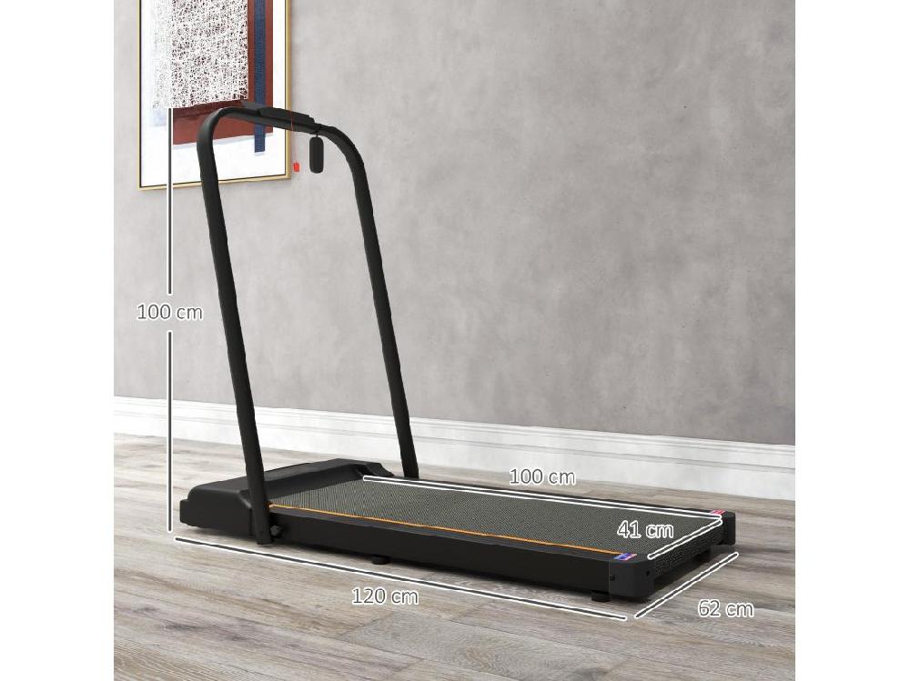 Vente Unique Tapis De Marche électrique Pliable 1800W - V. Max. 6Km/h - écran LED Multifonction Télécommande Support IPad - Orange Noir