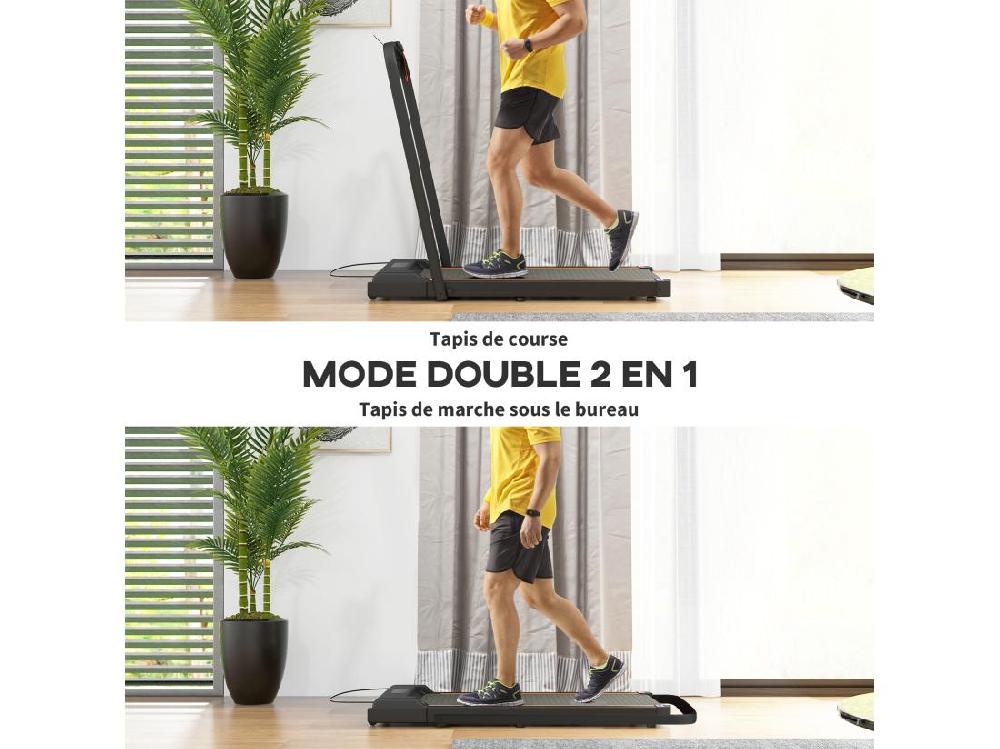 vente unique Tapis de marche électrique pliable 1800W - V. max. 6Km/h - écran LED multifonction télécommande support iPad - orange noir