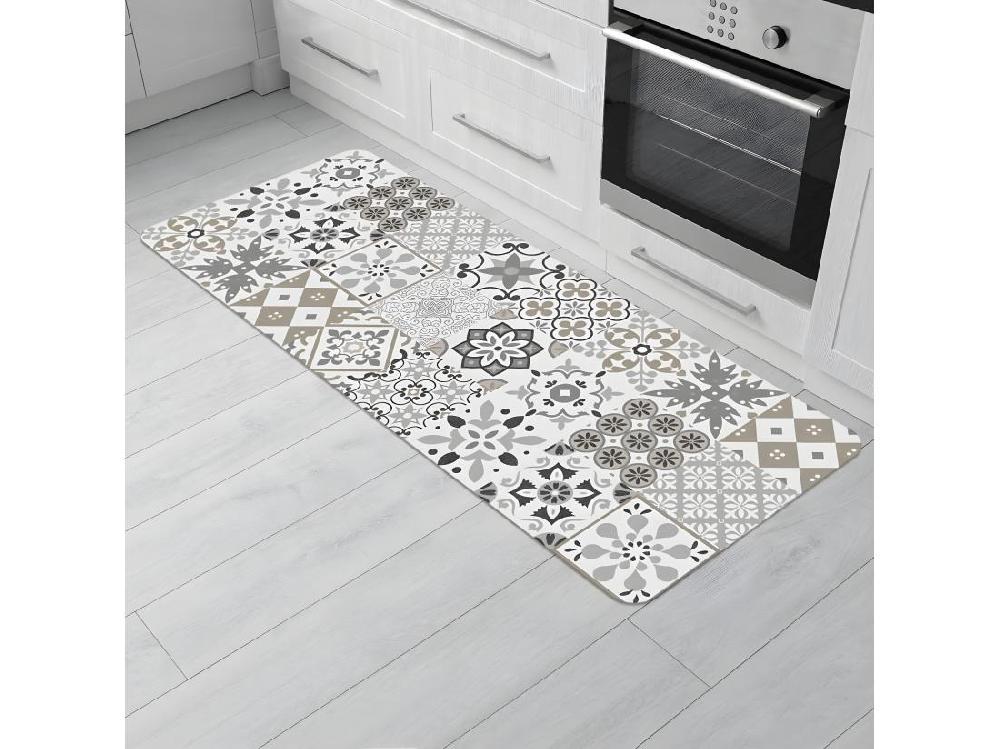 Vente Unique Tapis Décoratif En Polyester - L 45 X L 120 Cm - Imprimé Salou Blanc