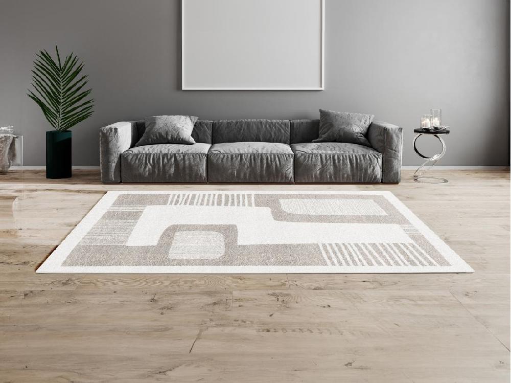 vente unique Tapis design abstrait - 160 x 230 cm - Gris et beige - VENUSA