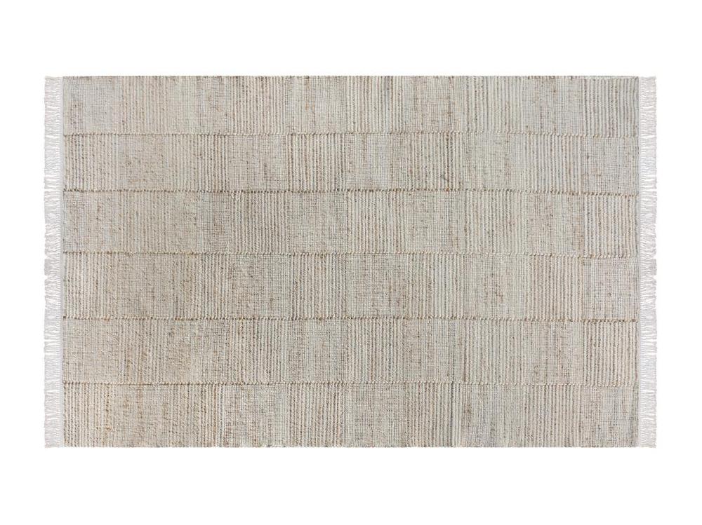Vente Unique Tapis En Jute Et Laine Fait à La Main - 160 X 230 Cm - 1200g/m2 - Naturel - TAKORADI