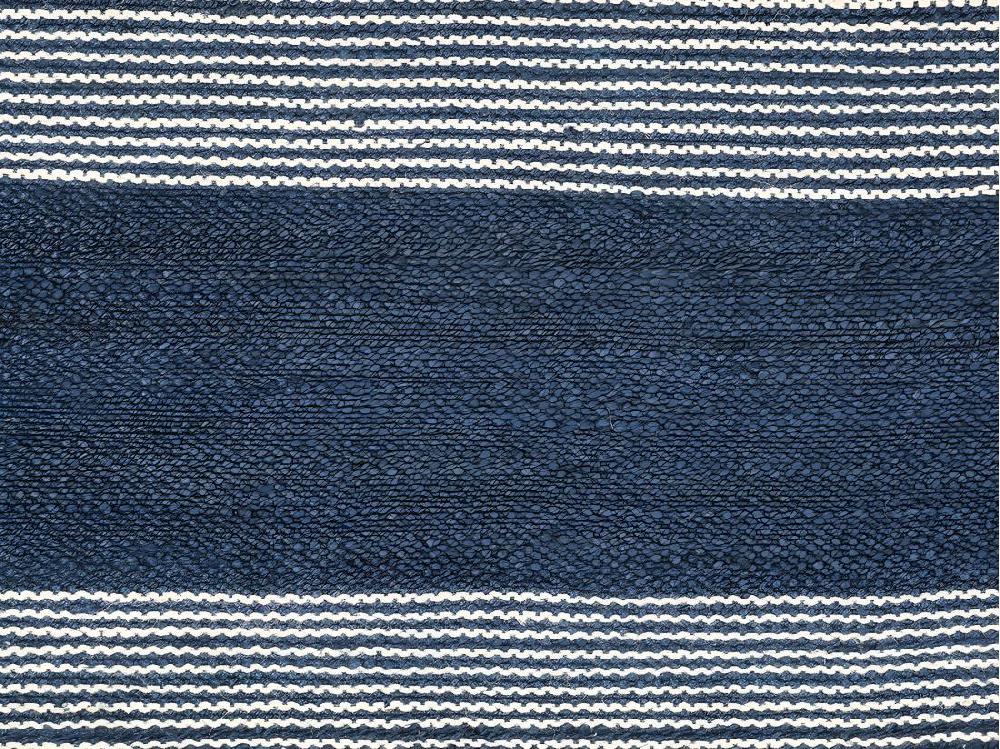 Vente Unique Tapis En Jute Tissé à La Main KOCHI - 160 X 230 Cm - Bleu Marine Et Blanc