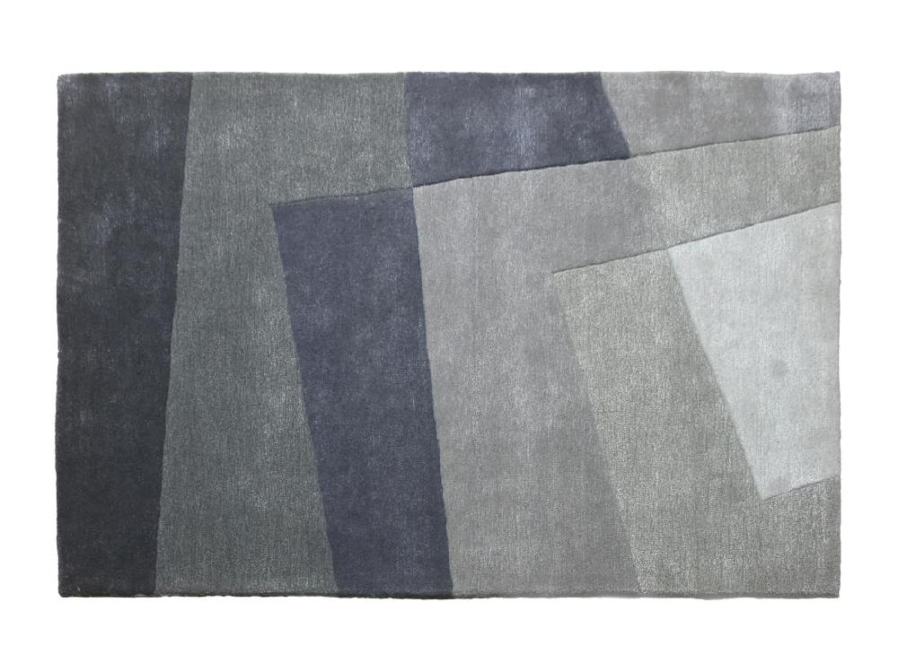 Vente Unique Tapis En Laine Et Viscose Fait à La Main - 160 X 230 Cm - 2500g/m² - Gris - TAMALE