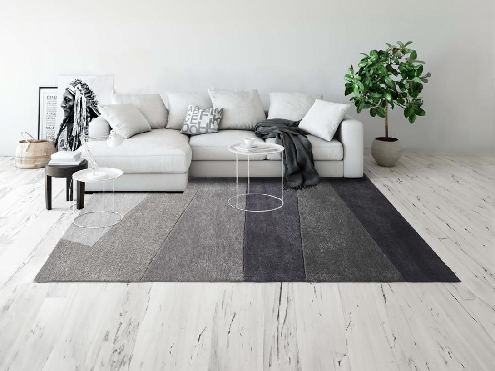 vente unique Tapis en laine et viscose fait à la main - 200 x 290 cm - 2500g/m² - Gris - TAMALE
