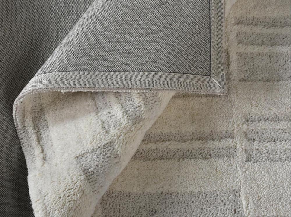 Vente Unique Tapis En Relief 100% Laine De Nouvelle-Zélande Fait à La Main - 160 X 230 Cm - 2000g/m2 - Ivoire - DALILA