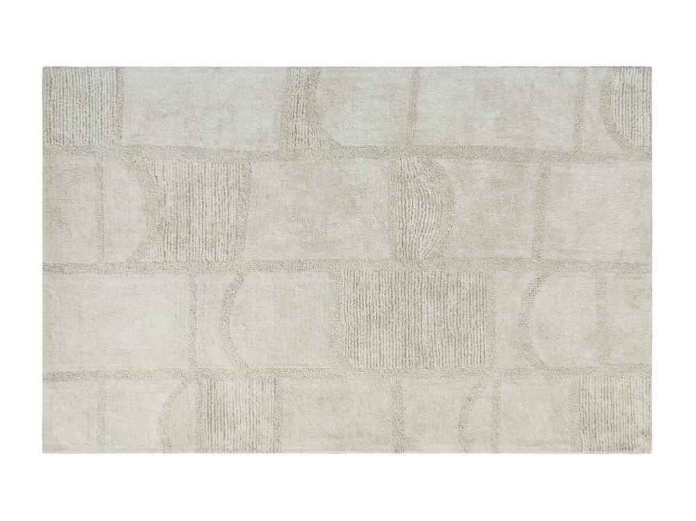 Vente Unique Tapis En Relief En Coton Fait à La Main - 160 X 230 Cm - 1800g/m2 - Ivoire - HAZELA
