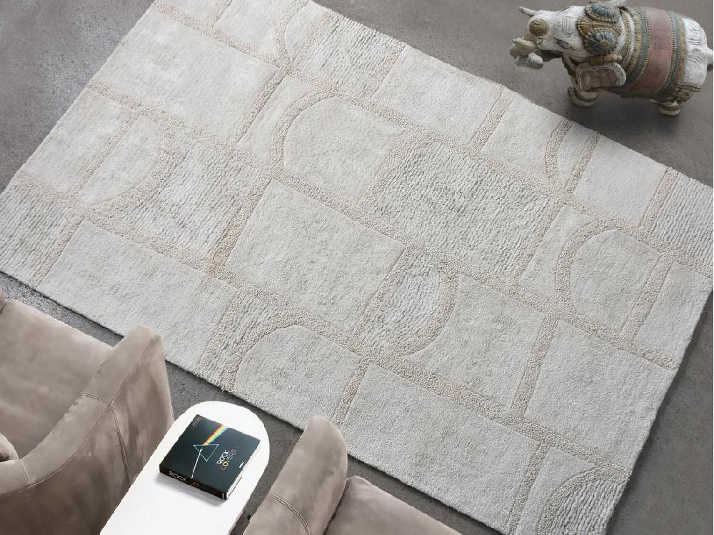 vente unique Tapis en relief en coton fait à la main - 160 x 230 cm - 1800g/m2 - Ivoire - HAZELA