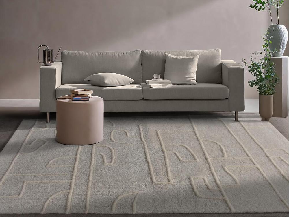 vente unique Tapis en relief en laine de Nouvelle-Zélande fait à la main - 200 x 290 cm - 1400g/m2 - Ivoire - CORALIE