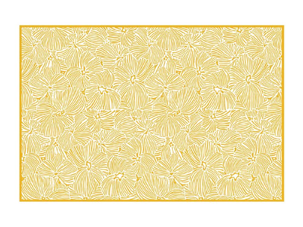 vente unique Tapis en vinyle à motifs fleuris - 120x180 cm - Jaune et blanc - CAPUCINA