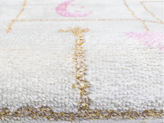 Vente Unique Tapis Enfant Marelle - 100 X 150 Cm - Beige Rose Et Lurex Doré - FUNNY