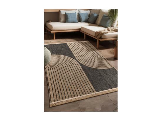 Vente Unique Tapis Extérieur Effet Jute Arc - CASSIS 93 Gris Anthracite 160*230