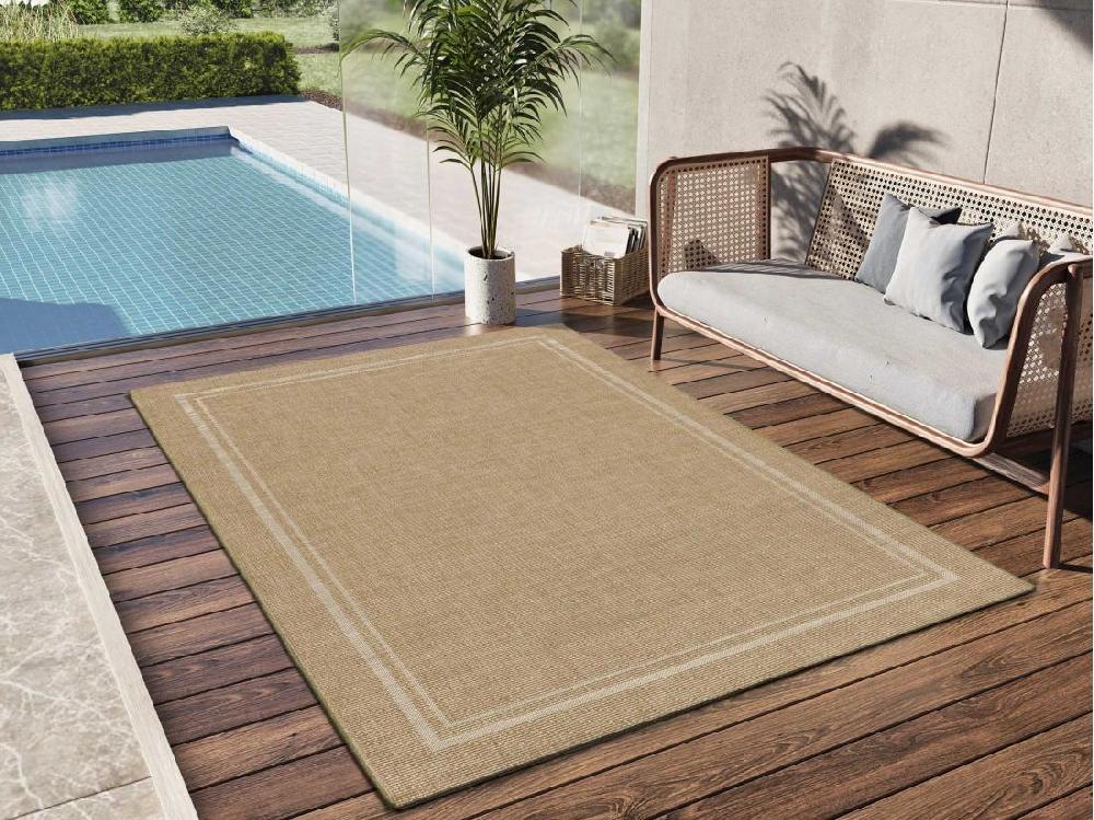 vente unique Tapis extérieur - géométrique aspect jute - beige - 160 x 230 cm - GUINEA