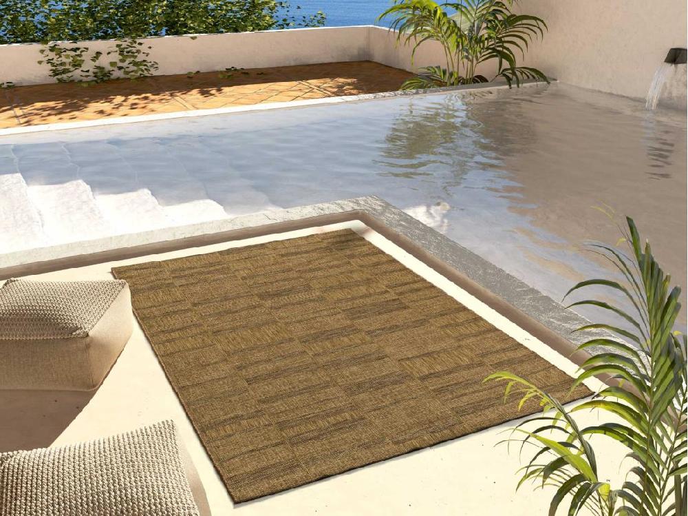 vente unique Tapis extérieur - géométrique aspect jute - naturel - 160 x 230 cm - GUINEA