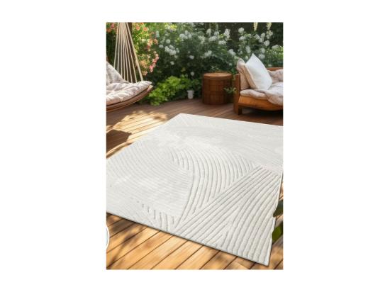 vente unique Tapis extérieur intérieur géométrique - ALANYA 41 Crème 80*150