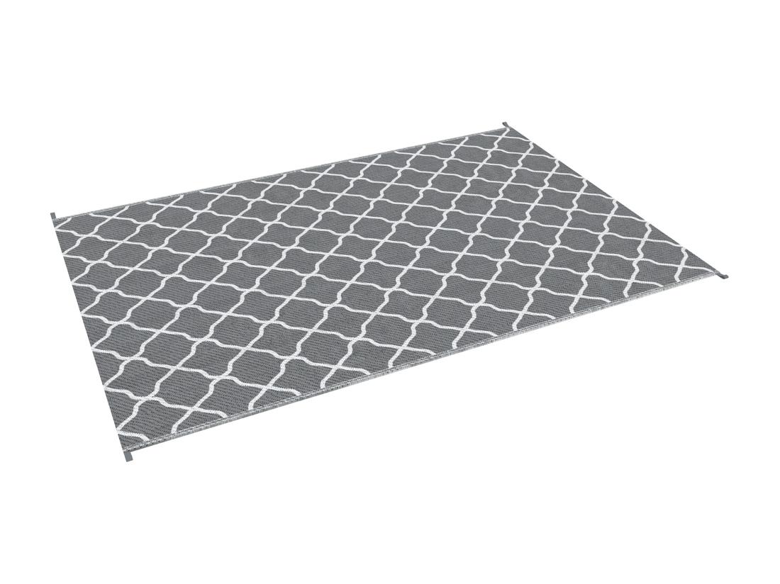 Vente Unique Tapis Extérieur Style Graphique - Tapis Réversible Bicolore - Dim. 2 74L X 1 82l M ép. 3 Mm - PP Haute Densité 310 G/m² Gris Blanc