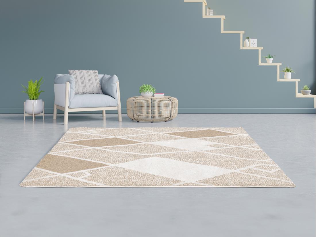 vente unique Tapis géométrique - 160 x 230 cm - Beige - LAZINA
