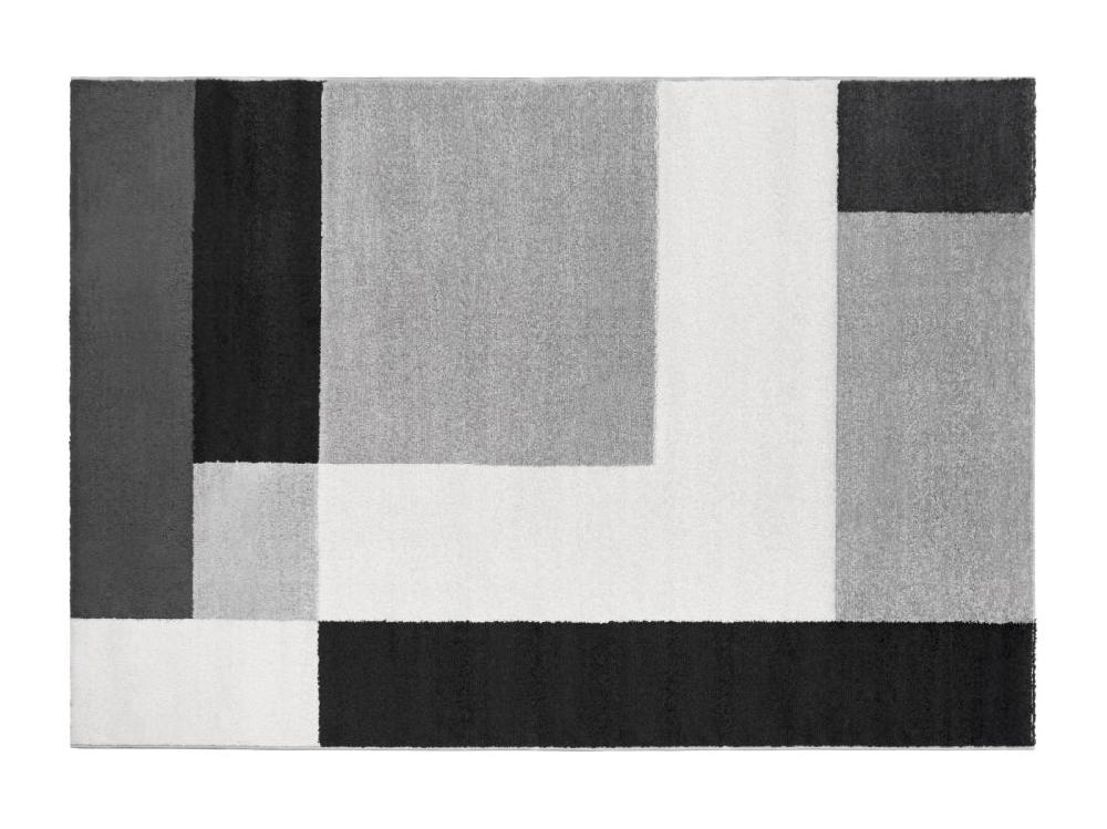 vente unique Tapis géométrique - 160 x 230 cm - Noir blanc gris - CARINO
