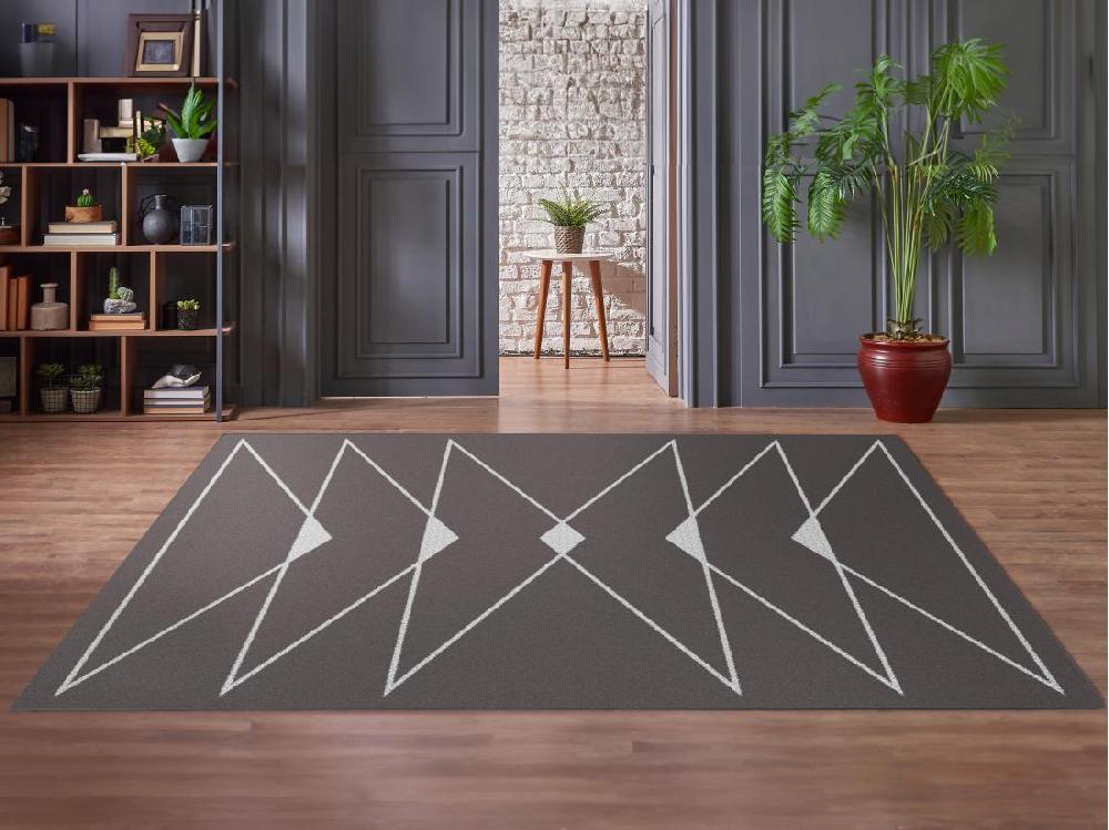 Vente Unique Tapis Géométrique Avec Finition Lurex - 160 X 230 Cm - Taupe - TROZIA