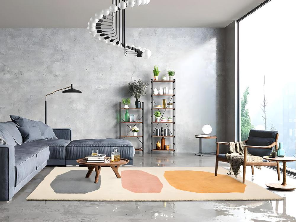 vente unique Tapis géométrique en laine tufté main DARUVAR - 120 x 170 cm - Multicolore