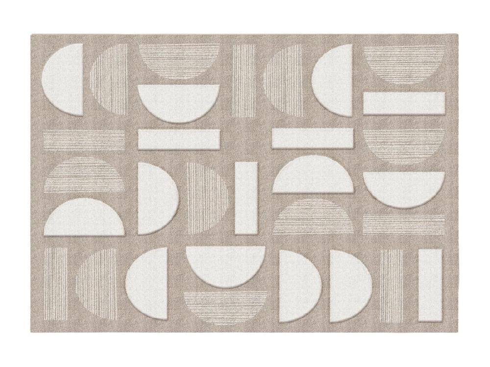 Vente Unique Tapis Géométrique En Relief - 160 X 230 Cm - Gris Et Beige - GRAFITA
