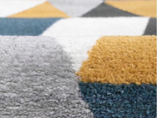 Vente Unique Tapis Géométrique Scandinave - 160 X 230 Cm - Jaune Gris Et Bleu - GEOMIE