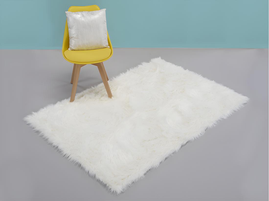 Vente Unique Tapis Imitation Peau De Mouton SHEEP - 120 X 170 Cm - Blanc