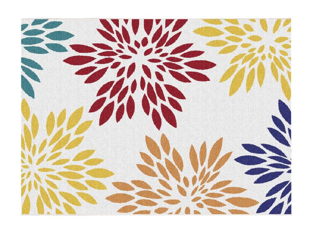 Vente Unique Tapis Intérieur Ou Extérieur à Motifs Floraux - 150 X 200 Cm - Multicolore - FLOWINI