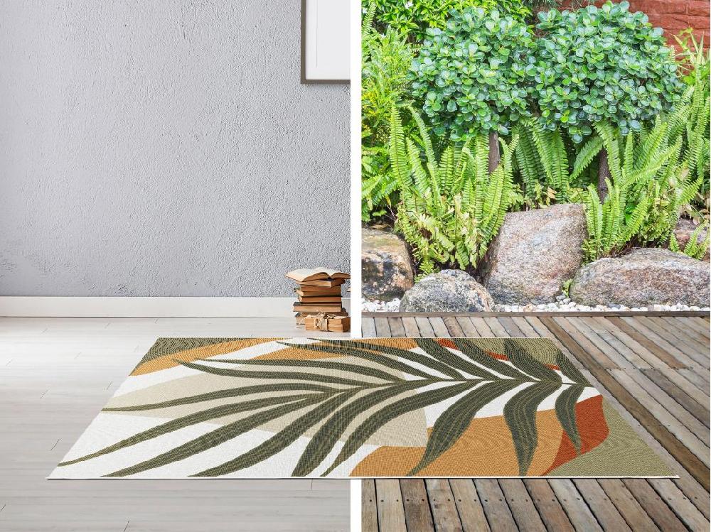 Vente Unique Tapis Intérieur Ou Extérieur Motif Tropical - 150 X 200 Cm - Multicolore - FLORINA