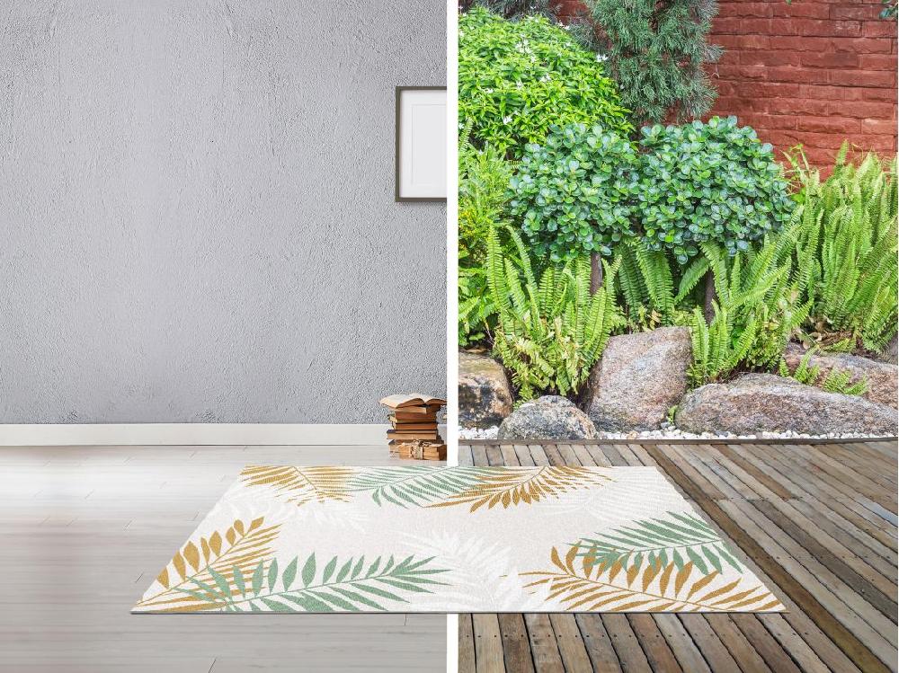 vente unique Tapis intérieur ou extérieur motif tropical - 150 x 200 cm - Multicolore - PALMIRA