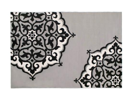 Vente Unique Tapis Motif Rosace - 200 X 290 Cm - Gris Et Noir - ROSIA