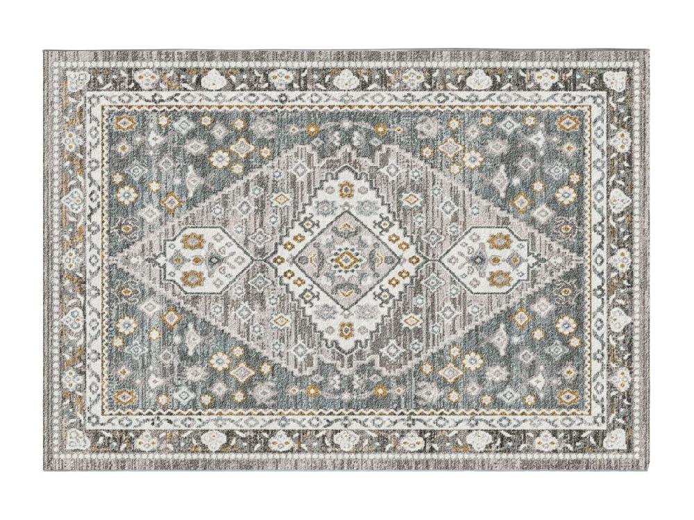 Vente Unique Tapis Oriental Vintage - 160 X 230 Cm - Bleu Gris Et Taupe - SAMARIA
