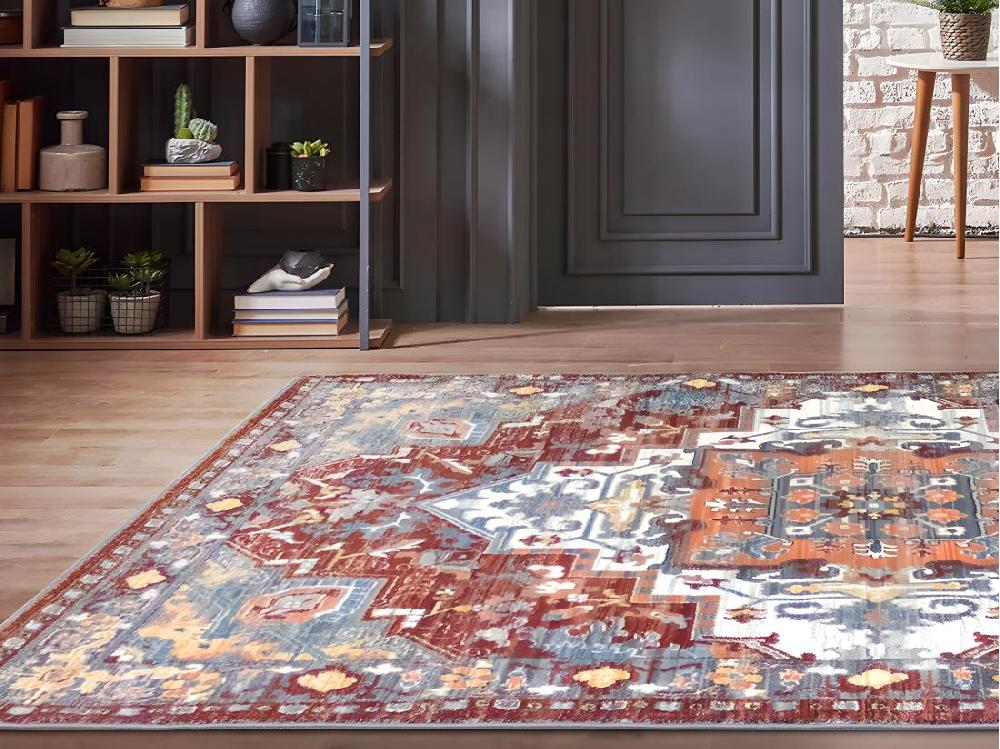 vente unique Tapis oriental vintage - 160 x 230 cm - Rouge et bleu - KALYAN