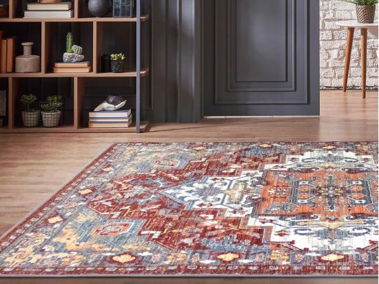 vente unique Tapis oriental vintage - 200 x 290 cm - Rouge et bleu - KALYAN