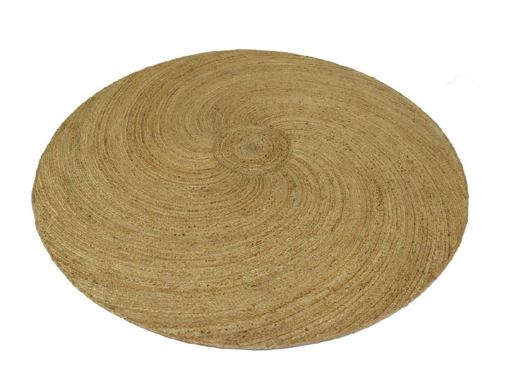 Vente Unique Tapis Rond 100% Jute - Tressage Spirale - D. 200 Cm - Naturel - KESIA