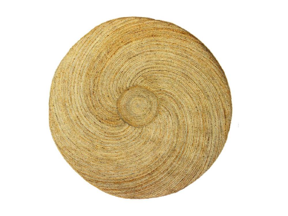 Vente Unique Tapis Rond 100% Jute - Tressage Spirale - D. 200 Cm - Naturel - KESIA