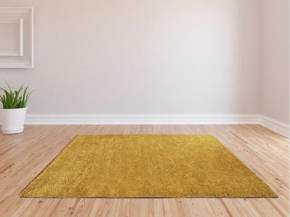 Vente Unique Tapis Shaggy à Poils Longs - 120 X 170 Cm - Jaune Moutarde - MILINIO