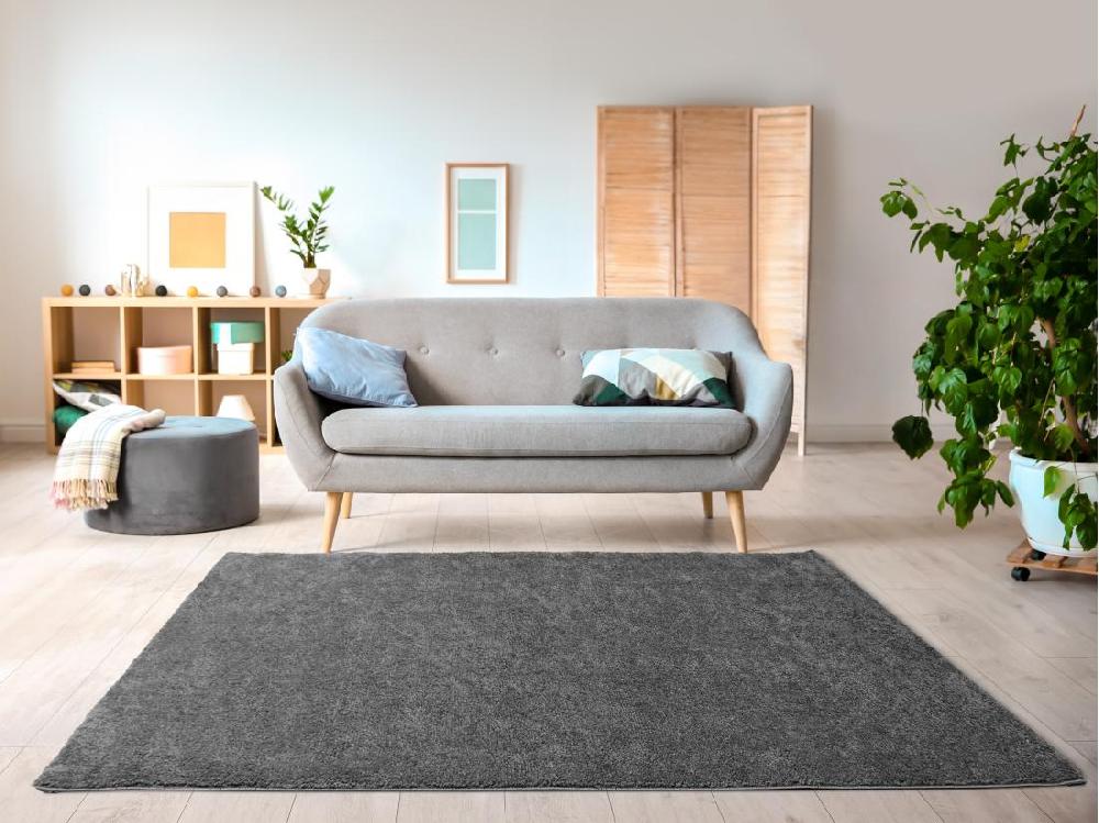 Vente Unique Tapis Shaggy à Poils Longs - 160 X 230 Cm - Anthracite - MILINIO