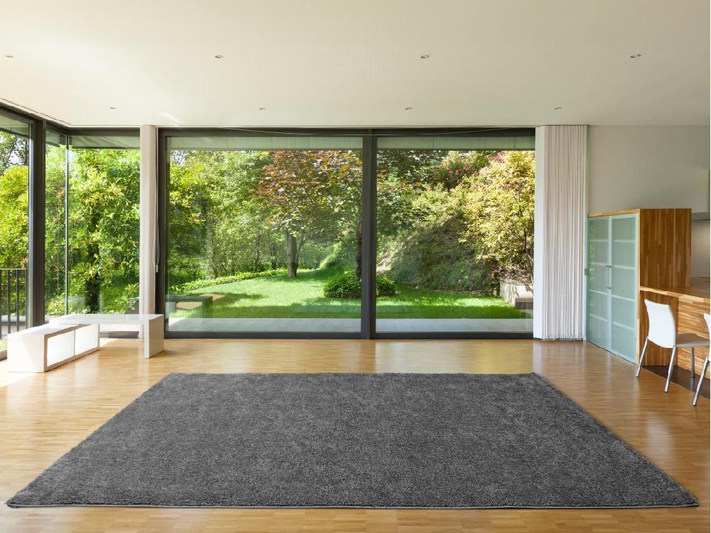 Vente Unique Tapis Shaggy à Poils Longs - 160 X 230 Cm - Anthracite - MILINIO