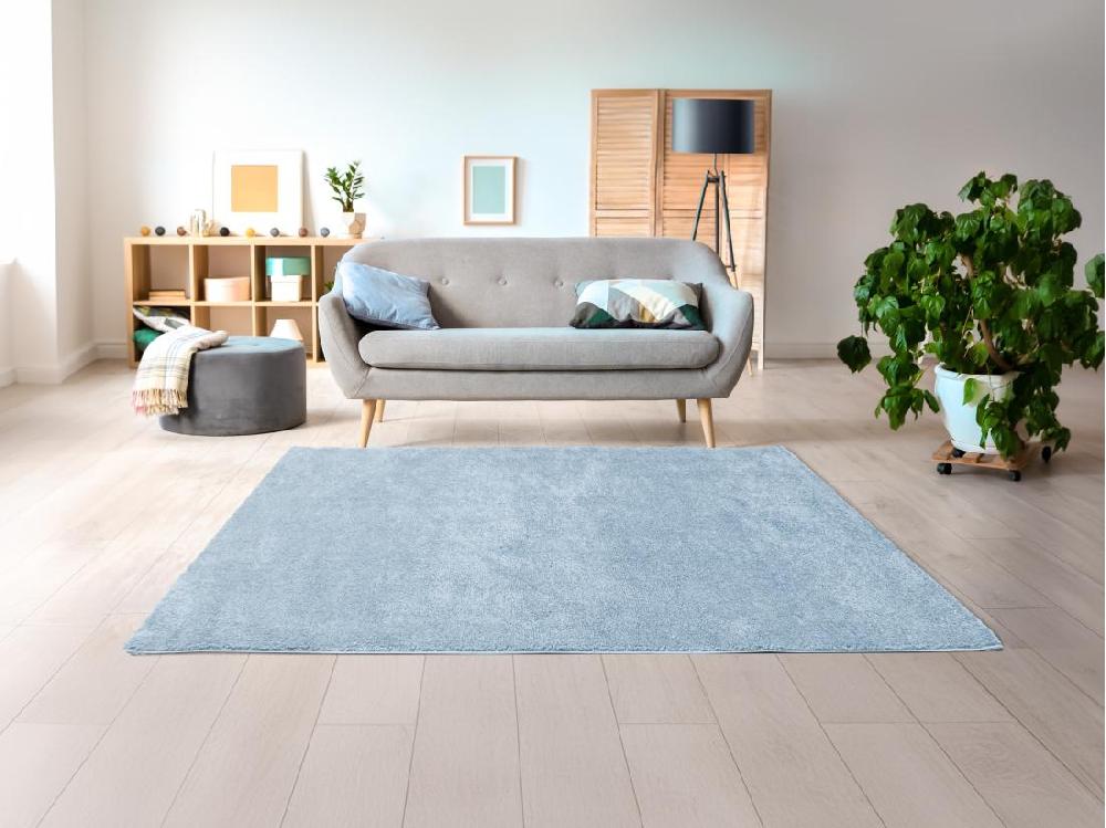 vente unique Tapis shaggy à poils longs - 160 x 230 cm - Bleu clair - MILINIO