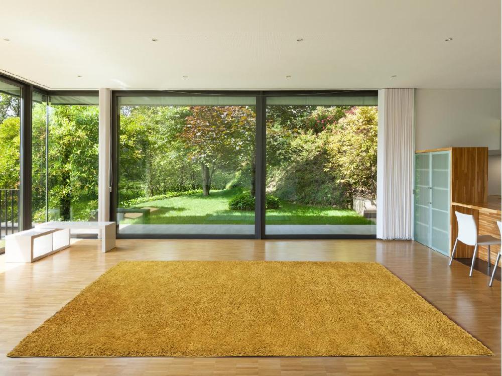 Vente Unique Tapis Shaggy à Poils Longs - 160 X 230 Cm - Jaune Moutarde - MILINIO