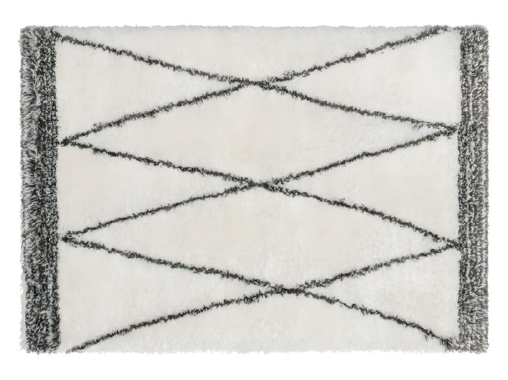 Vente Unique Tapis Shaggy à Poils Longs Style Berbère - 160 X 230 Cm - Beige Et Gris - HANIA