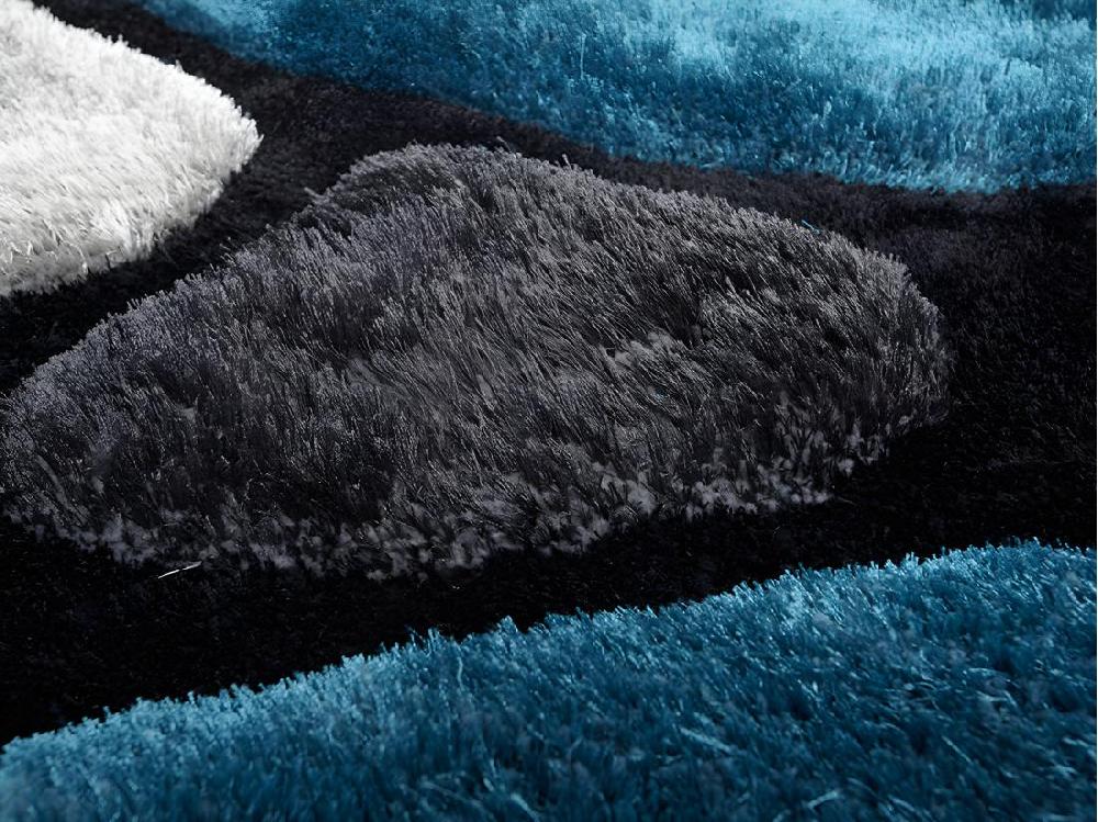 Vente Unique Tapis Shaggy à Poils Longs - Turquoise Et Gris - 120 X 170cm - PIETRA