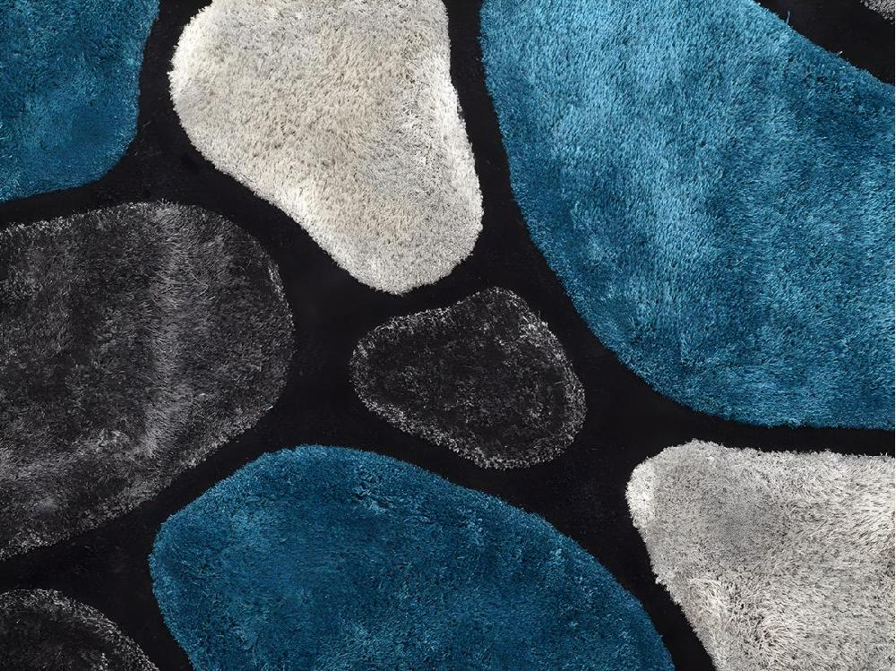 Vente Unique Tapis Shaggy à Poils Longs - Turquoise Et Gris - 140 X 200cm - PIETRA