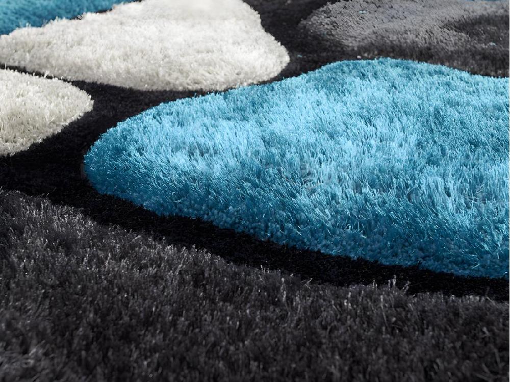 Vente Unique Tapis Shaggy à Poils Longs - Turquoise Et Gris - 140 X 200cm - PIETRA