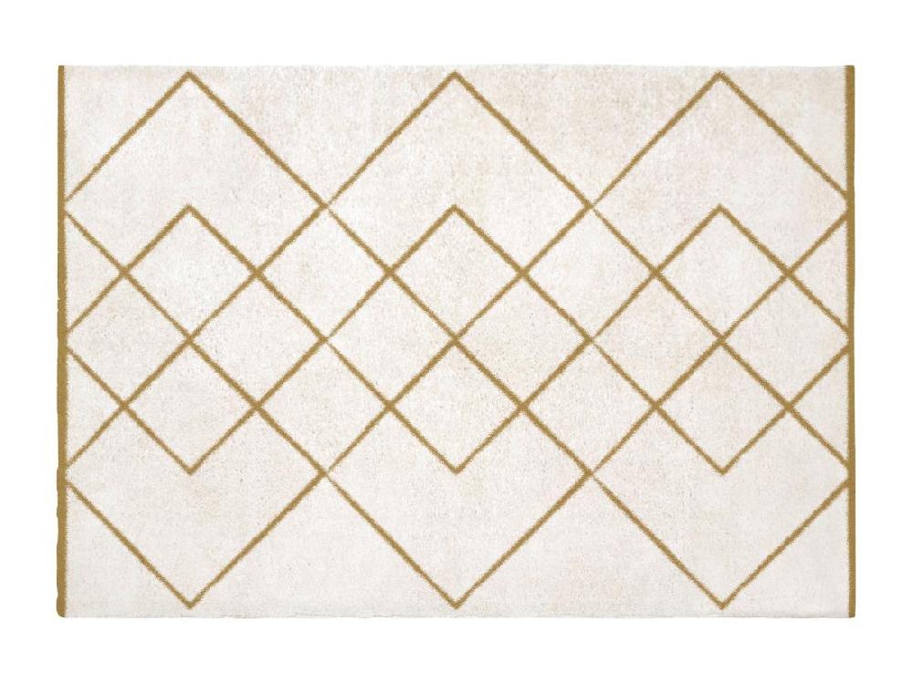 vente unique Tapis shaggy berbère - 160 x 230 cm - Blanc et doré - PRYSMI