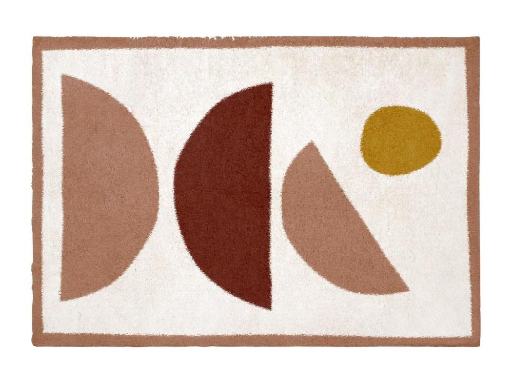 Vente Unique Tapis Shaggy Design à Motifs Abstraits - 120 X 170 Cm - Crème Et Rose - MYNIO