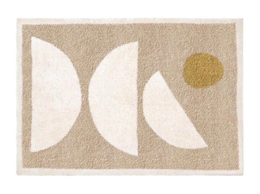 Vente Unique Tapis Shaggy Design à Motifs Abstraits - 160 X 230 Cm - Beige Et Crème - MYNIO