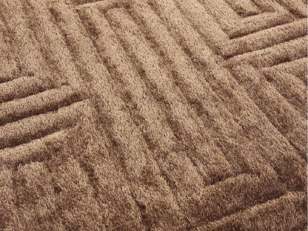 Vente Unique Tapis Shaggy En Relief à Poils Longs - 160 X 230 Cm - Marron - MAZE