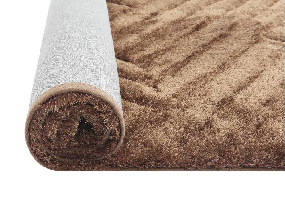 Vente Unique Tapis Shaggy En Relief à Poils Longs - 160 X 230 Cm - Marron - MAZE
